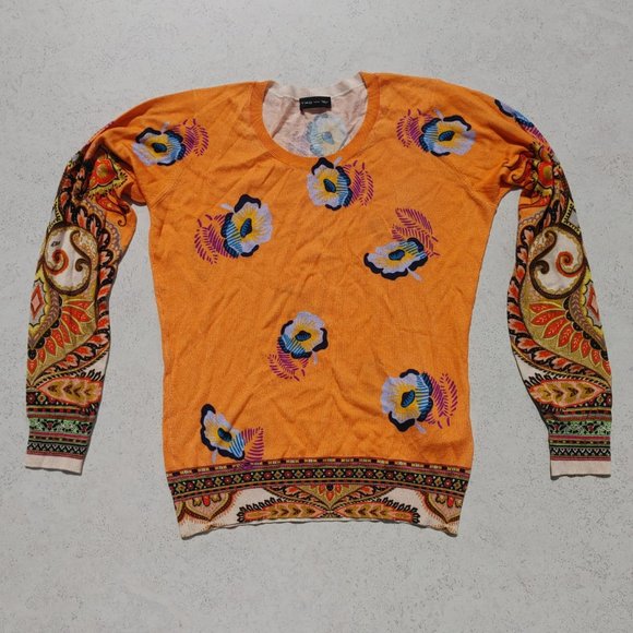 Etro Silk Cashmere Blend Paisley Floral Pullover Crew neck Sweater. M 8 IT44 - Picture 1 of 5